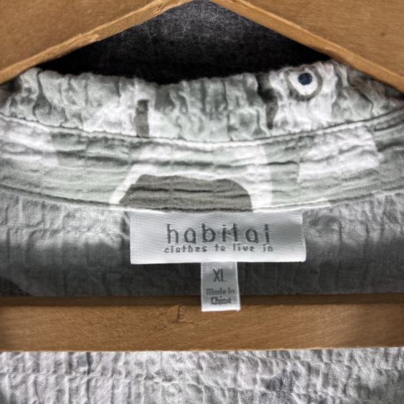 Habitat Clothes to Live In Shirt Women's XL Fish Button Up Gauzy Cotton Art Wear - Picture 3 of 8